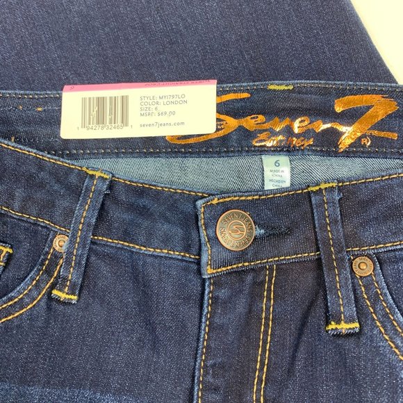 Seven7 Jeans 6 8 NWT Tower Straight Crop Dark Wash High Waist Relaxed Easy Fit - Picture 5 of 6